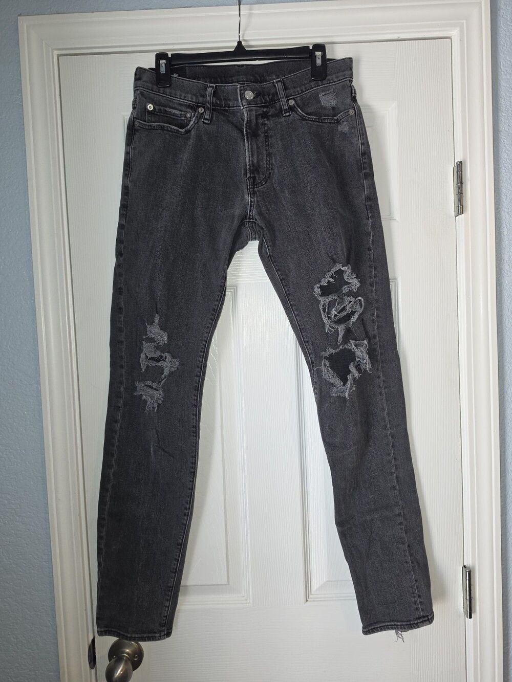 Abercrombie & Fitch Athletic Skinny Stretch Jeans Mens 30x34 Gray Destroyed
